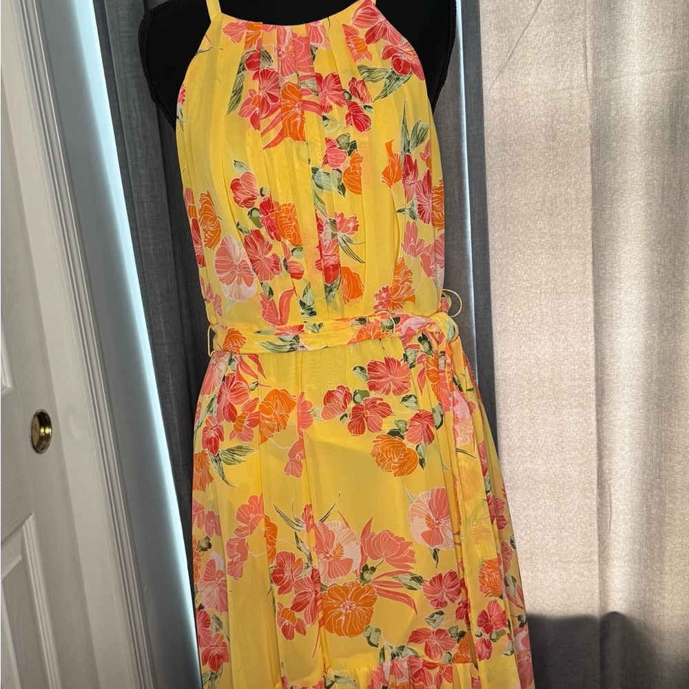 VFloral Yellow Halter Dress